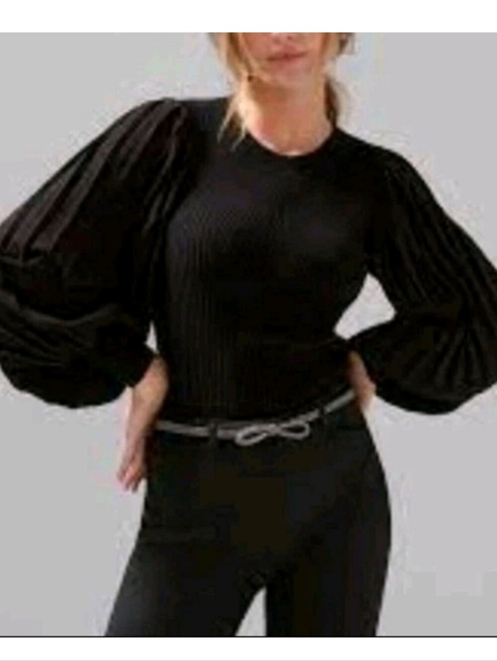 White House Black Market Balloon Sleeve Knit Top M